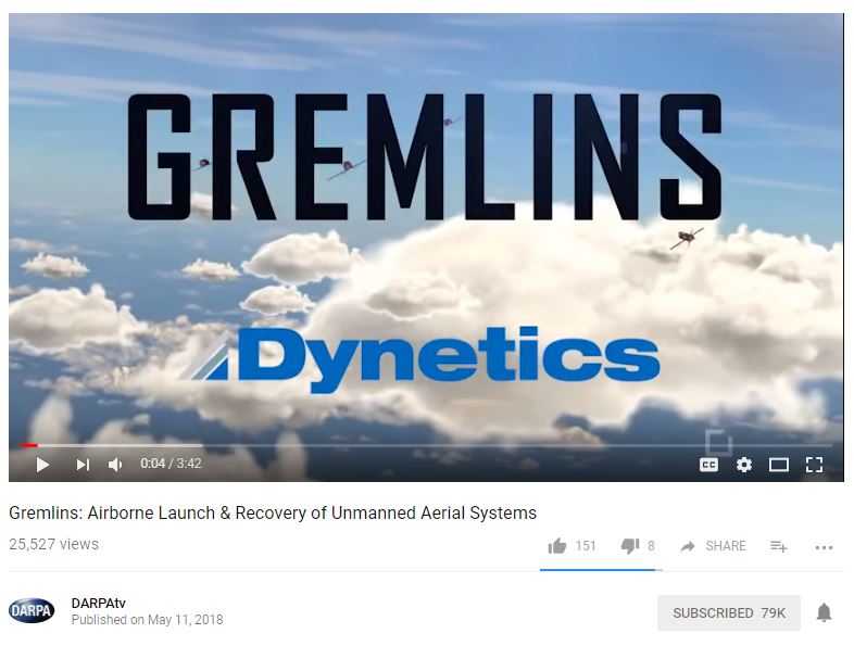 VIDEO: Gremlins: Airborne Launch & Recovery of Unmanned Aerial Systems