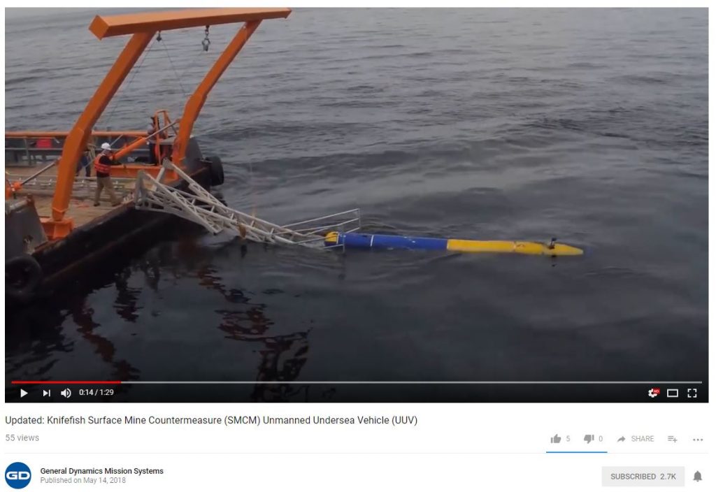 VIDEO Knifefish Surface Mine Countermeasure (SMCM) Unmanned Undersea Vehicle (UUV) GovCon Wire