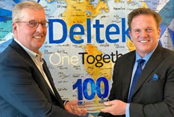 Jim Garrettson, CEO of Executive Mosaic, Presents Deltek President & CEO Michael Corkery His Second Wash100 Award