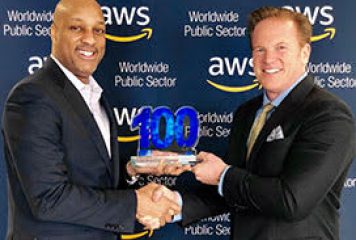 Jim Garrettson, CEO of Executive Mosaic, Presents David Levy, VP of the Federal Government with Amazon Web Services, His Second Consecutive Wash100 Award