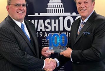 Jim Garrettson, CEO of Executive Mosaic, Presents Jim McAleese, Principal and Owner of McAleese and Associates, His Third Wash100 Award