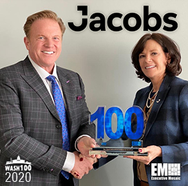 Jim Garrettson, CEO of Executive Mosaic, Presents Dawne Hickton, COO & President of ATN for Jacobs, Her First Wash100 Award
