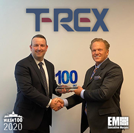Seth Moore, CEO of T-Rex Solutions, Receives First Wash100 Award From Jim Garrettson, CEO of Executive Mosaic