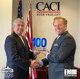 John Mengucci, President and CEO of CACI, Receives First Wash100 Award From Jim Garrettson, CEO of Executive Mosaic