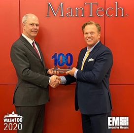 Kevin Phillips, ManTech President and CEO, Receives Fourth Consecutive Wash100 Award From Jim Garrettson, CEO of Executive Mosaic