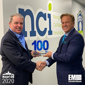NCI President & CEO Paul Dillahay Receives 2020 Wash100 Award From Jim Garrettson, CEO of Executive Mosaic