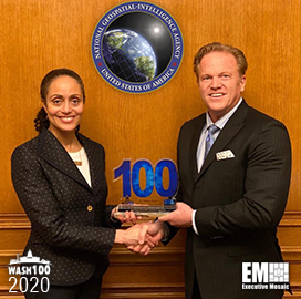 NGA Deputy Director Stacey Dixon Receives 2020 Wash100 Award From Jim Garrettson, CEO of Executive Mosaic