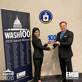Jim Garrettson, CEO of Executive Mosaic, Presents CIA CIO Juliane Gallina Her First Wash100 Award