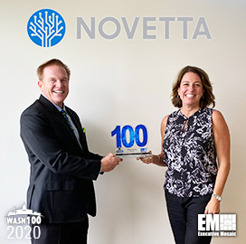 Executive Mosaic CEO Jim Garrettson Presents Novetta CEO Tiffanny Gates with 2020 Wash100 Award