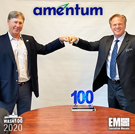 Amentum CEO John Vollmer Receives His Fifth Wash100 Award From Executive Mosaic CEO Jim Garrettson