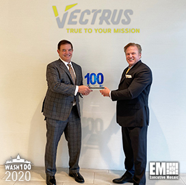 President, CEO of Vectrus Chuck Prow Receives Wash100 Award From Jim Garrettson, CEO of ArchIntel and Executive Mosaic