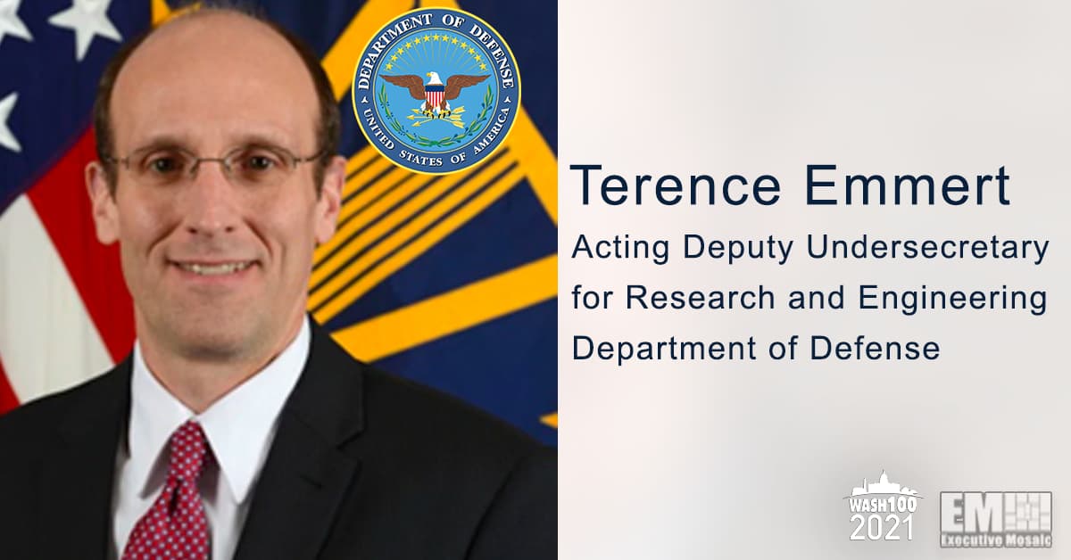 Terence Emmert, Acting DOD Deputy Undersecretary for Research and Engineering, Receives First Wash100 Award