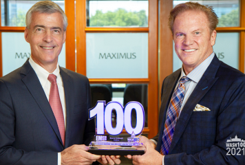 Executive Mosaic CEO Jim Garrettson Presents Third Consecutive Wash100 Award to Maximus President, CEO Bruce Caswell