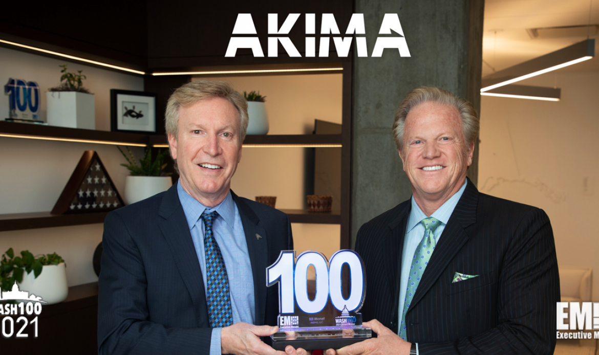Akima President, CEO Bill Monet Presented Second Consecutive Wash100 Award By Executive Mosaic CEO Jim Garrettson