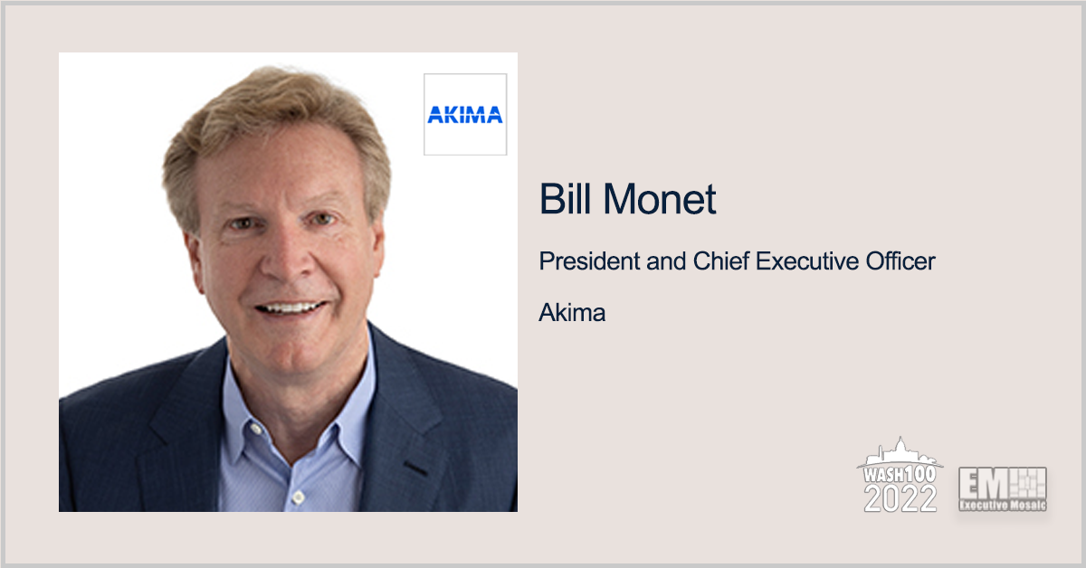 Bill Monet, Akima President & CEO, Gains 3rd Wash100 Recognition