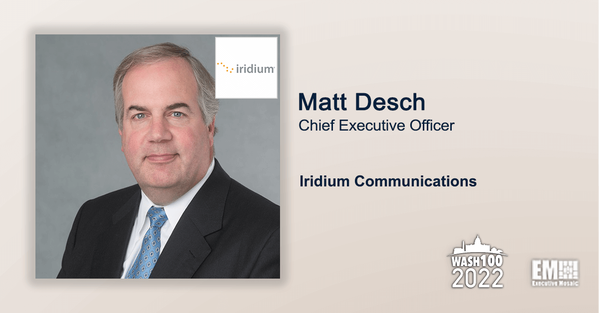 Iridium CEO Matt Desch Earns 8th Consecutive Wash100 Award Recognition