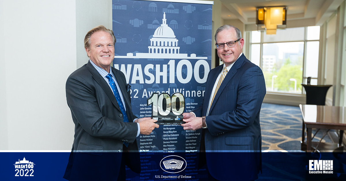 DOD CIO John Sherman Presented 1st Wash100 Award by Executive Mosaic CEO Jim Garrettson