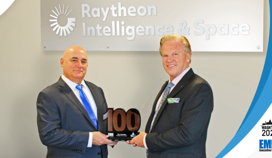 Executive Mosaic CEO Jim Garrettson Presents 3rd Wash100 Award to Roy Azevedo, President of Raytheon I&S
