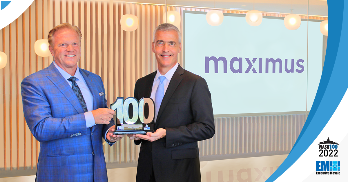 Maximus CEO Bruce Caswell Receives 4th Consecutive Wash100 Award From Executive Mosaic CEO Jim Garrettson