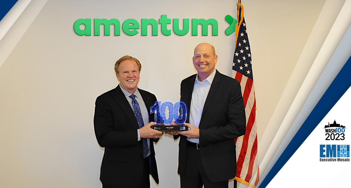 Amentum’s John Heller Receives 2023 Wash100 Award from Executive Mosaic’s Jim Garrettson