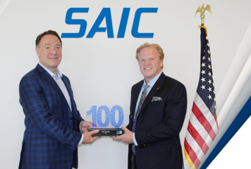 SAIC Defense Head Bob Genter Accepts Wash100 Award From Executive Mosaic CEO Jim Garrettson