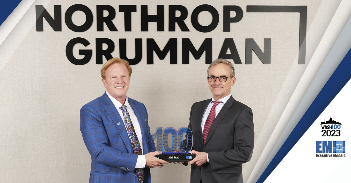 Northrop’s Mark Caylor Accepts Wash100 Award From Executive Mosaic’s Jim Garrettson