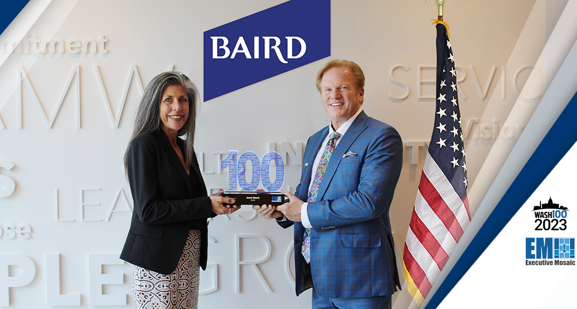 Baird’s Jean Stack Presented With 2023 Wash100 Award by Executive Mosaic CEO Jim Garrettson