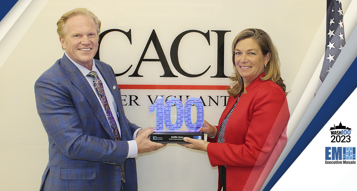 Executive Mosaic CEO Jim Garrettson Honors CACI Business & IT President DeEtte Gray With 2023 Wash100 Award