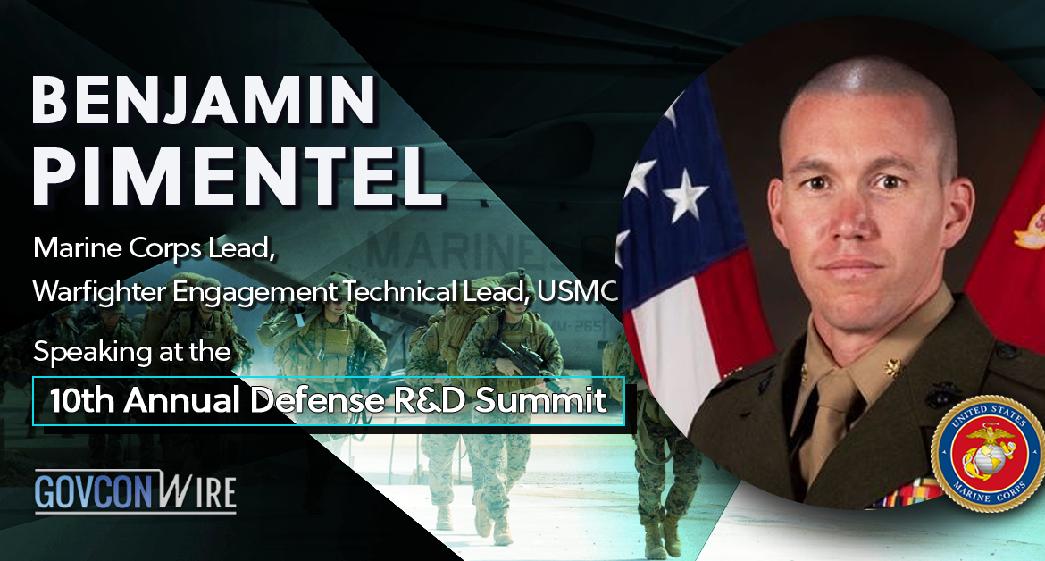Benjamin Pimentel, Marine Corps Lead, Warfighter Engagement Technical Lead, USMC, Speaking at the 10th Annual Defense R&D Summit