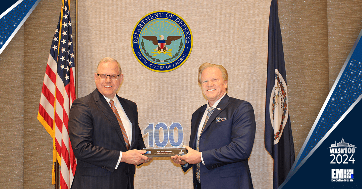 DOD CIO John Sherman Accepts 2024 Wash100 Award from Executive Mosaic CEO Jim Garrettson