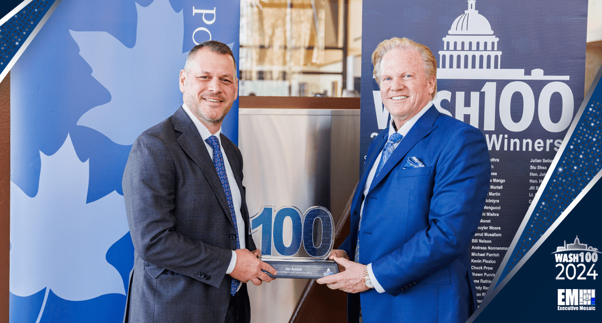 Ultra I&C CEO Jon Rucker Accepts 2024 Wash100 Award From Executive Mosaic CEO Jim Garrettson