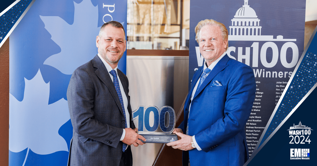 Ultra I&C CEO Jon Rucker Accepts 2024 Wash100 Award From Executive Mosaic CEO Jim Garrettson