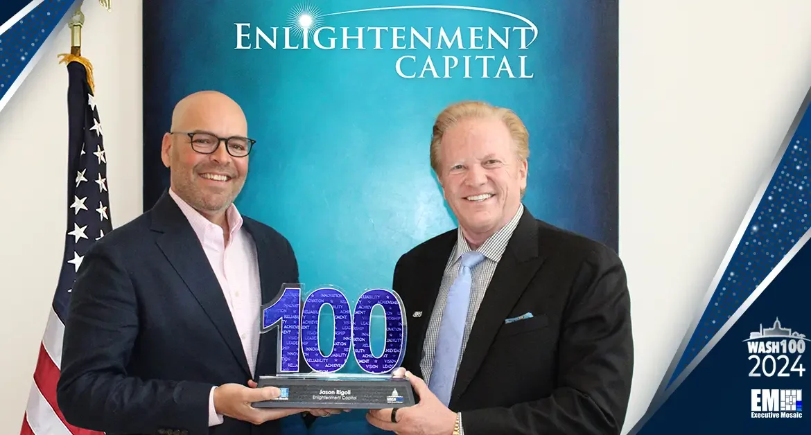 Executive Mosaic’s Jim Garrettson Presents 2024 Wash100 Award to Enlightenment Capital’s Jason Rigoli