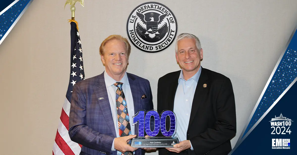 Head of DHS Procurement Paul Courtney Receives 2024 Wash100 Award From Jim Garrettson