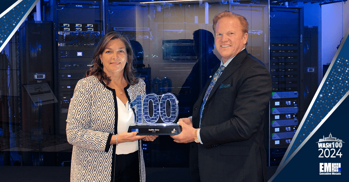 Jim Garrettson Presents 2024 Wash100 Award to CACI’s DeEtte Gray