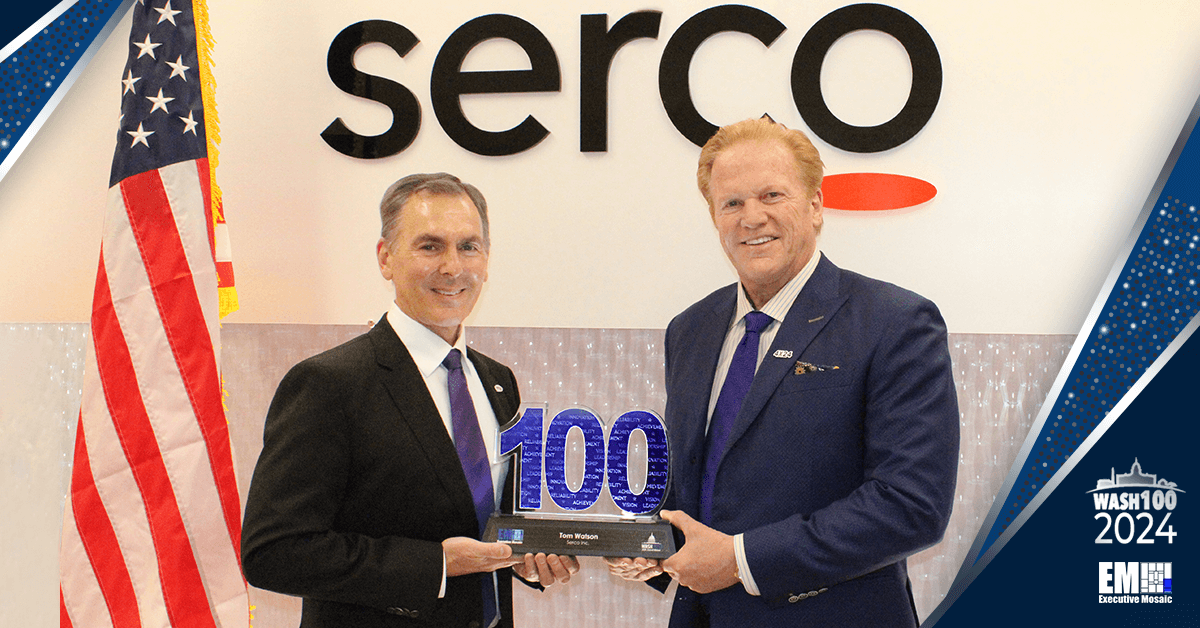 Executive Mosaic's Jim Garrettson Delivers Wash100 Award to Serco's Tom Watson - Vimarsana News