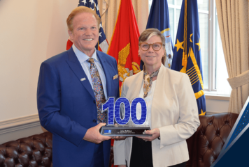Navy CIO Jane Rathbun Receives 1st Wash100 Award From Jim Garrettson at Pentagon
