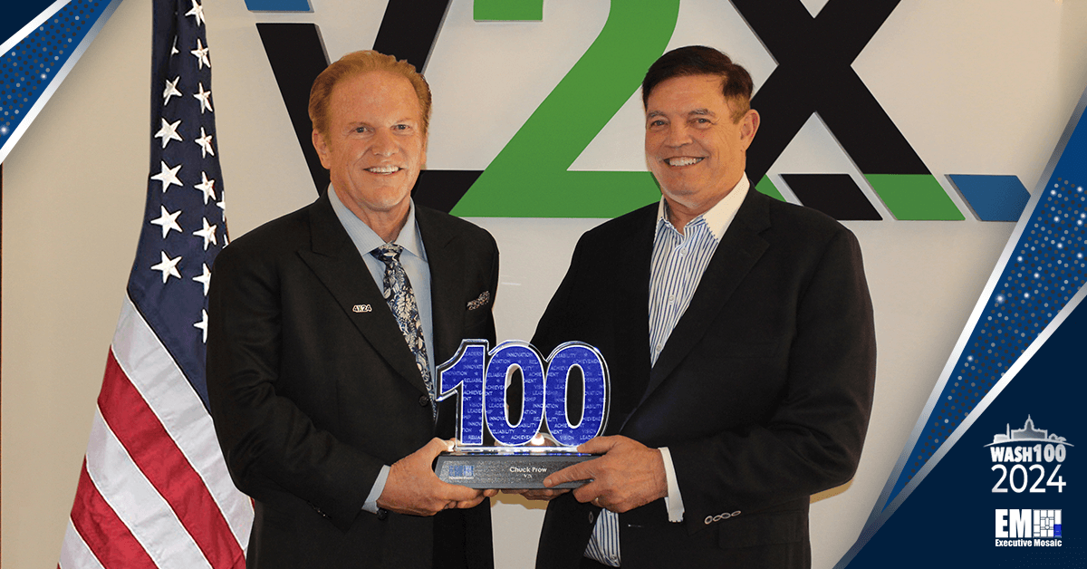 V2X’s Chuck Prow Bestowed With 10th Wash100 Award by Executive Mosaic’s Jim Garrettson