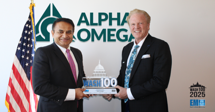 Alpha Omega CEO Gautam Ijoor Accepts First Wash100 Award From Executive Mosaic CEO  Jim Garrettson