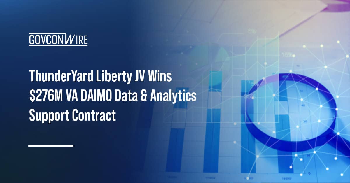 ThunderYard Liberty JV Wins $276M VA DAIMO Data & Analytics Support Contract Analytics with a magnifying glass. VA awarded ThunderYard Liberty JV the DAIMO contract.