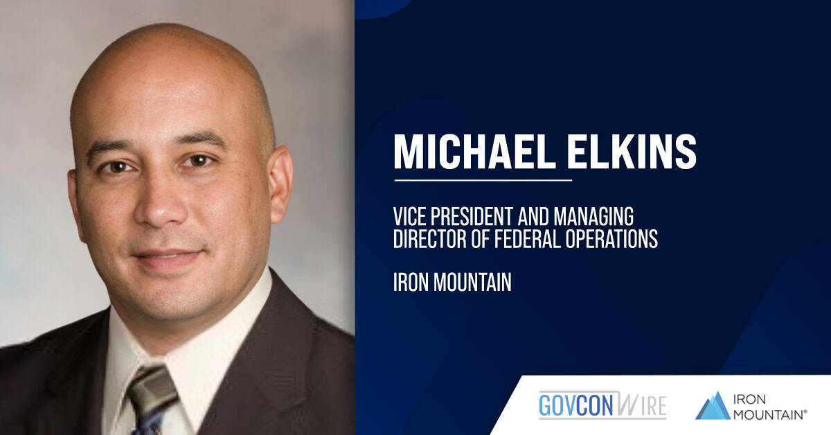 Iron Mountain VP Michael Elkins. Michael Elkins has been named Iron Mountain VP and managing director of federal operations.