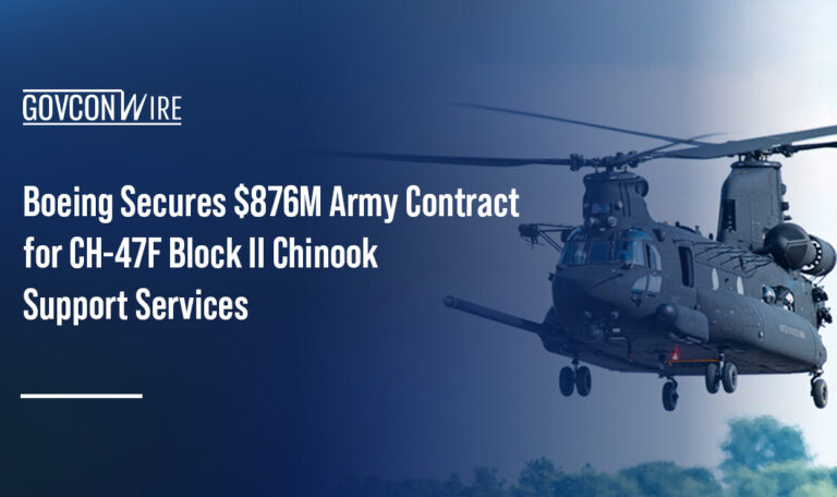 Chinook helicopter in flight. Boeing received a CH-47F Block II Chinook helicopter support services contract from the Army