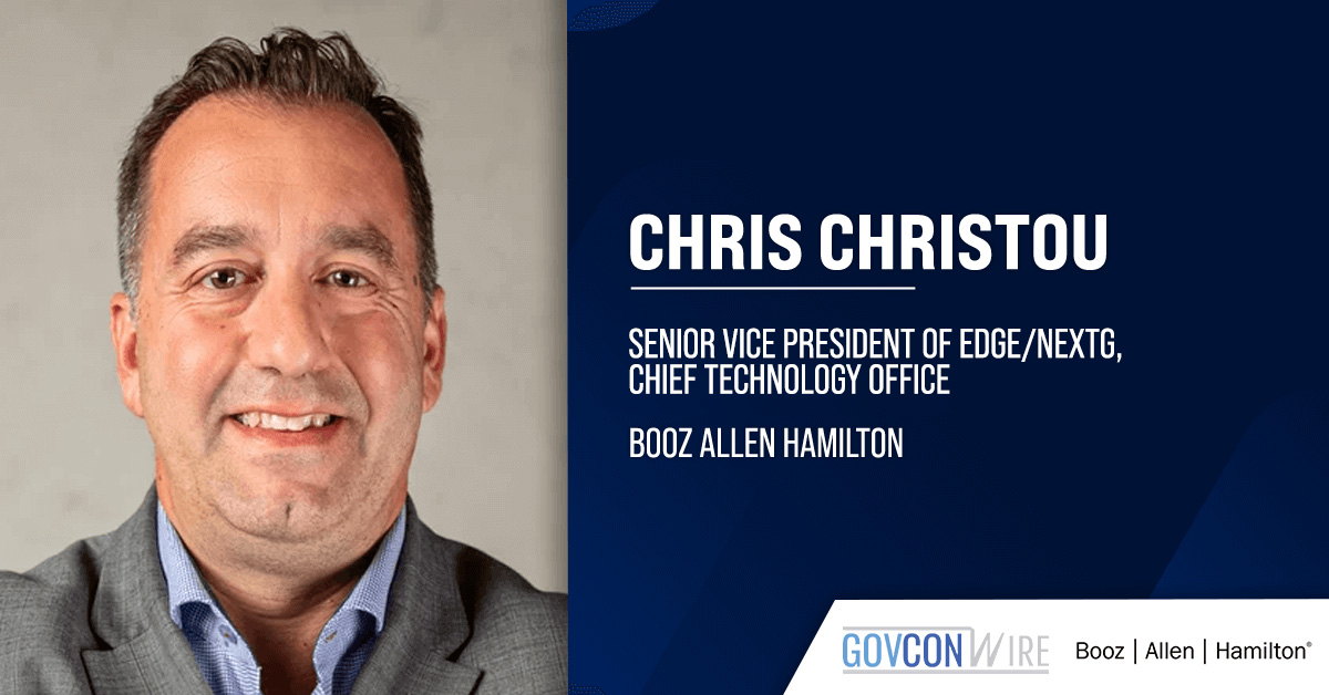 Chris Christou. The Booz Allen executive said bridging the connectivity gap at sea and in port is critical to the Navy.