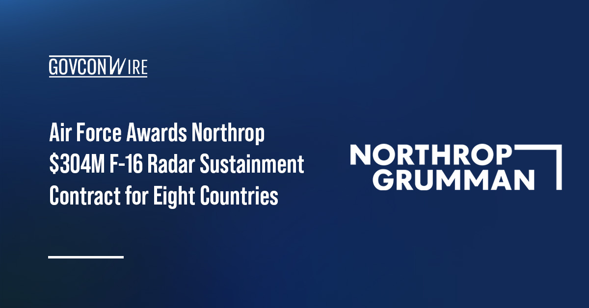 Northrop Grumman logo. The Air Force awarded Northrop a contract to repair radar components used on allied F-16 fleets.