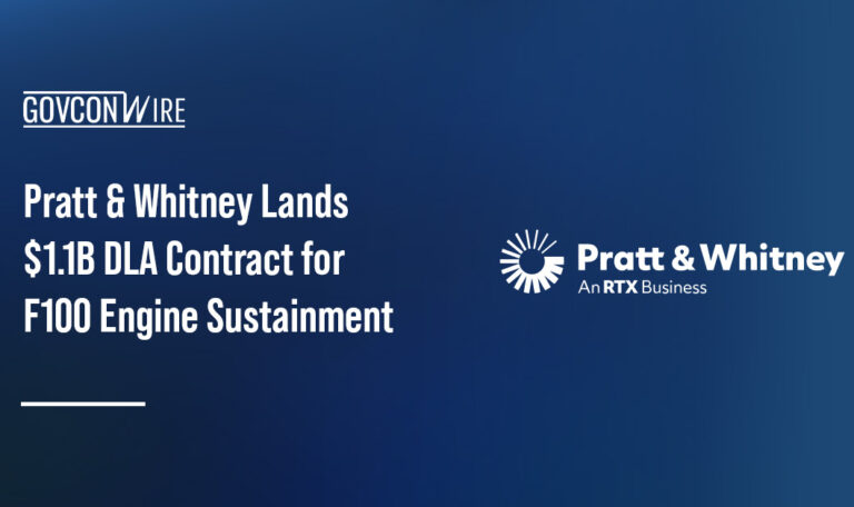 Pratt & Whitney logo. DLA awarded Pratt & Whitney a $1.09B sole-source contract for F100 engine parts.