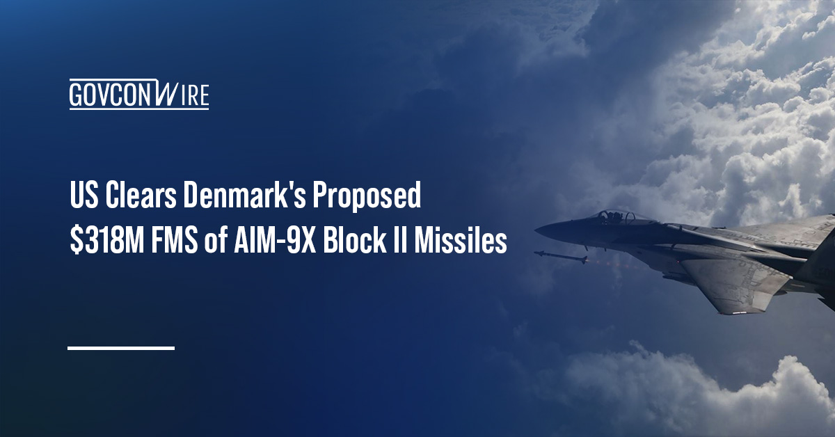 AIM-9X Sidewinder missile launched from a military aircraft. Denmark requested to purchase 340 AIM-9X missiles