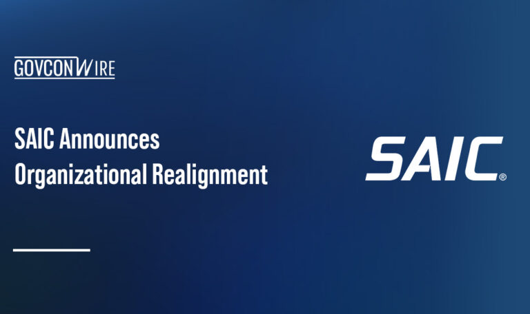 SAIC logo. SAIC will consolidate its five current business groups into three as part of an organizational restructuring.