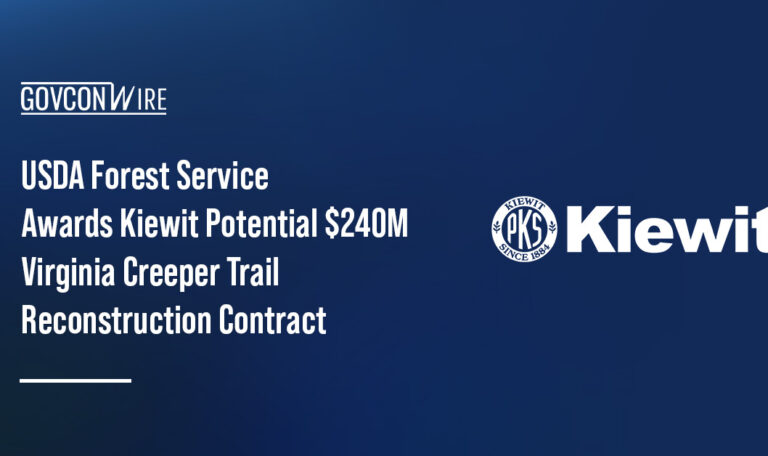 Kiewit logo. The USDA Forest Service awarded Kiewit a contract to reconstruct the Virginia Creeper National Recreation Trail.