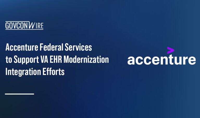 Accenture logo. VA awarded Accenture Federal Services a task order to provide EHR integration services.