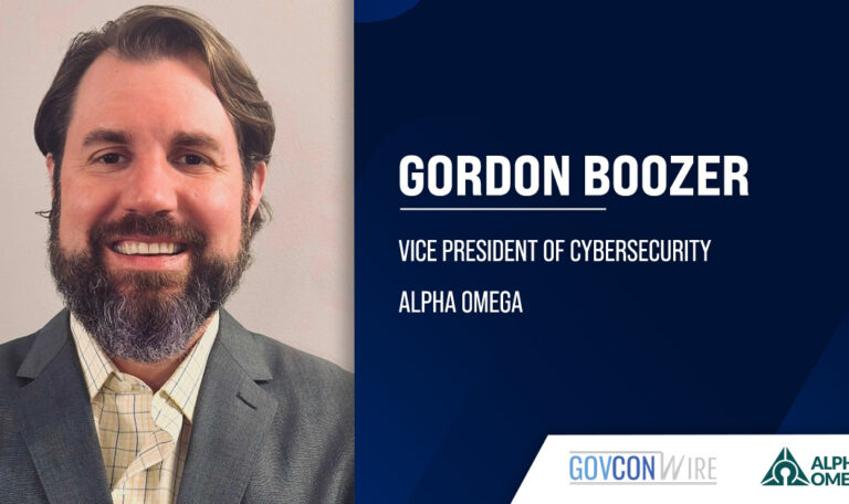 Gordon Boozer. The federal government veteran has been named Alpha Omega’s VP of cybersecurity.